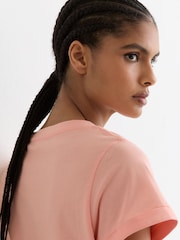 Reiss Pink Luna Brushed-Cotton V-Neck T-Shirt - Image 4 of 6