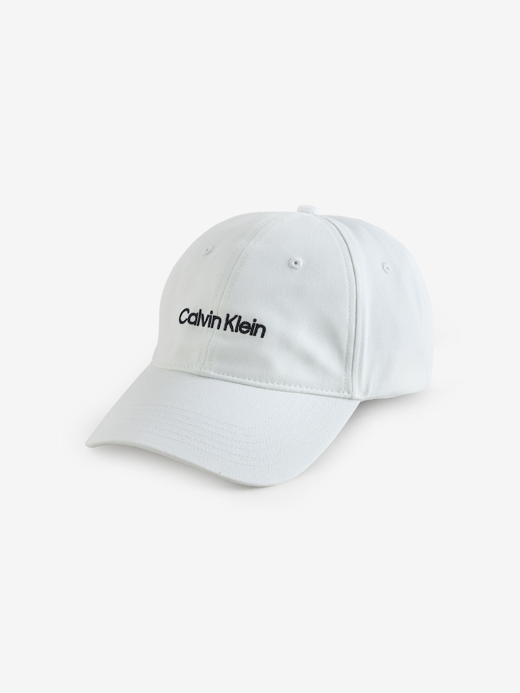 Calvin Klein White Twill Logo Cap - Image 1 of 1 Calvin Klein White Twill Logo Cap - Image 1 of 1