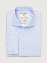 Brook Taverner Blue Cotton Jacquard Double Cuff Shirt - Image 3 of 5