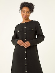 Roman Black Petite Petite Button Detail Knit Dress - Image 4 of 5