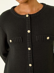 Roman Black Petite Petite Button Detail Knit Dress - Image 5 of 5