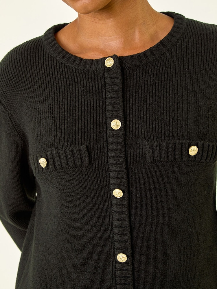 Roman Black Petite Petite Button Detail Knit Dress - Image 5 of 5 Roman Black Petite Petite Button Detail Knit Dress - Image 5 of 5