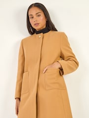 Roman Brown Petite Patch Pocket Buttoned Coat - Image 2 of 5