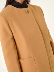 Roman Brown Petite Patch Pocket Buttoned Coat - Image 4 of 5