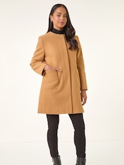 Roman Brown Petite Patch Pocket Buttoned Coat - Image 5 of 5