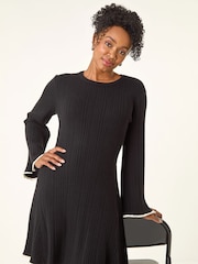 Roman Black Petite Contrast Trim Knit Dress - Image 1 of 5