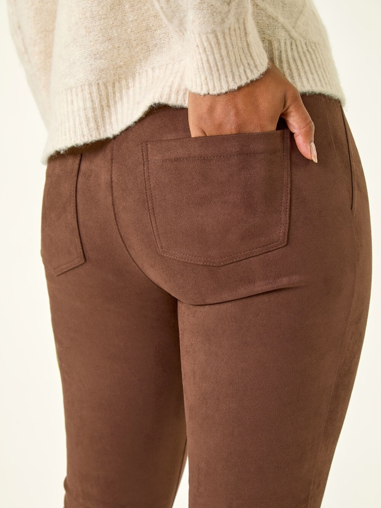 Roman Brown Petite Suedette Stretch Denim Leggings - Image 5 of 5 Roman Brown Petite Suedette Stretch Denim Leggings - Image 5 of 5