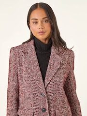 Roman Red Petite Herringbone Smart Coat - Image 4 of 5