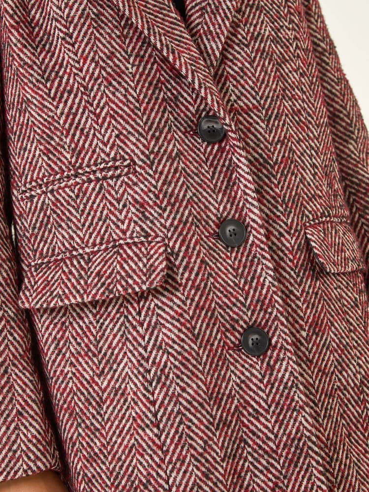 Roman Red Petite Herringbone Smart Coat - Image 5 of 5