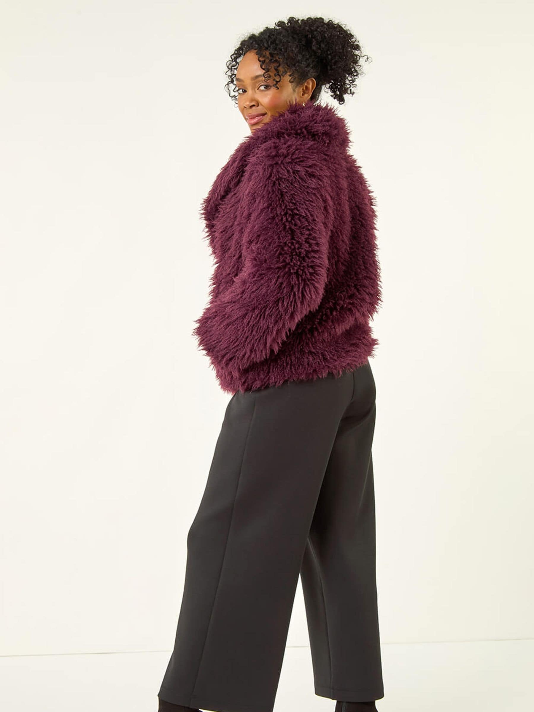 Buy Roman Purple Petite Faux Fur Collar Coat from Next USA