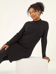 Roman Black Petite Pearl Knitted Midi Dress - Image 1 of 5