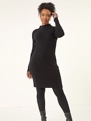 Roman Black Petite Pearl Knitted Midi Dress - Image 3 of 5