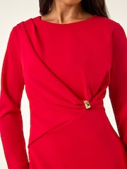 Rot - Roman Gathered Stretch Midi Dress - Bild 5 von 5