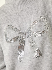 Roman Grey Petite Sequin Bow Knit Jumper - Image 5 of 5