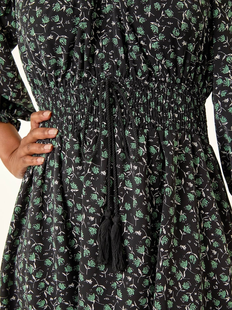 Roman Black Petite Floral Frill Dress - Image 5 of 5