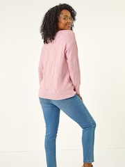 Roman Pink Petite Faux Pearl Knit Jumper - Image 3 of 5