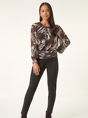 Roman Black Petite Mesh Blouson Blouse - Image 1 of 5