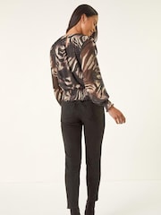 Roman Black Petite Mesh Blouson Blouse - Image 3 of 5