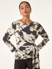 Roman Black Petite Abstract Tie Side T-Shirt - Image 4 of 5