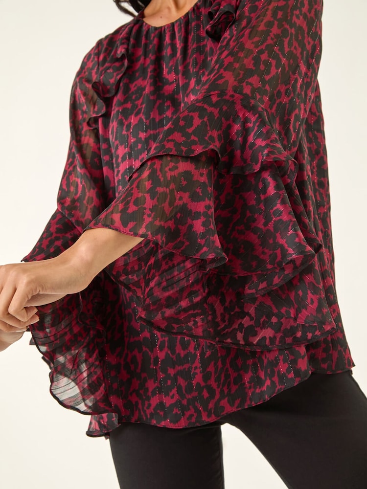 Roman Black Petite Paisley Frill Sleeve Blouse - Image 5 of 5