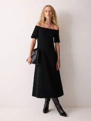 Jigsaw Black Off Shoulder Crepe Dress - Image 1 of 2