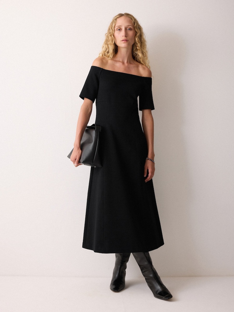 Jigsaw Black Off Shoulder Crepe Dress - Image 1 of 2 Jigsaw Black Off Shoulder Crepe Dress - Image 1 of 2