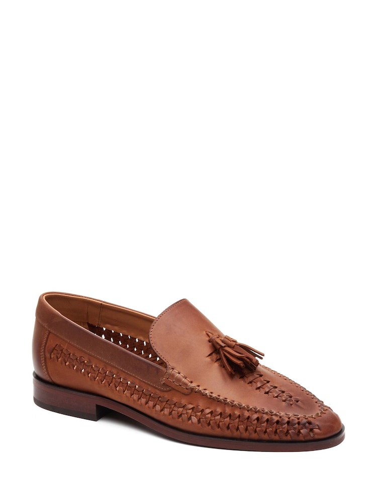 Base London Brown Bracken Leather Weave Loafer - Image 2 of 4