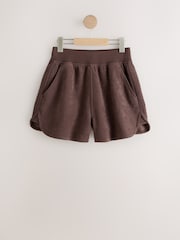 Chocolate Brown Towelling Shorts - Image 1 of 4