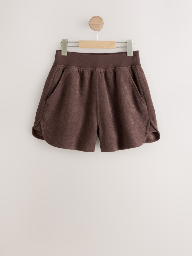 Chocolate Brown Towelling Shorts - Image 1 of 4