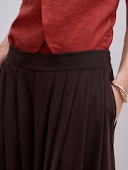 Chocolate Brown Slinky Pleated Balloon Trousers - Image 4 of 7