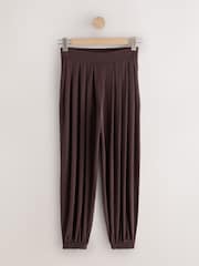 Chocolate Brown Slinky Pleated Balloon Trousers - Image 5 of 7