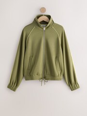 Olive Green Slinky Side Stripe Bomber Jacket - Image 7 of 9