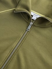 Olive Green Slinky Side Stripe Bomber Jacket - Image 8 of 9