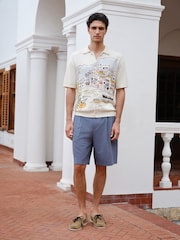 Blue Textured Chino Shorts - Image 2 of 11