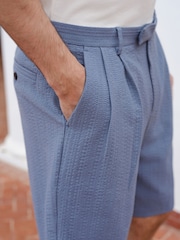 Blue Textured Chino Shorts - Image 6 of 11