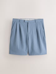 Blue Textured Chino Shorts - Image 7 of 11