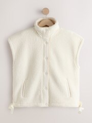 Ecru Creme - Embroidered Teddy Borg Gilet - Bild 1 von 4