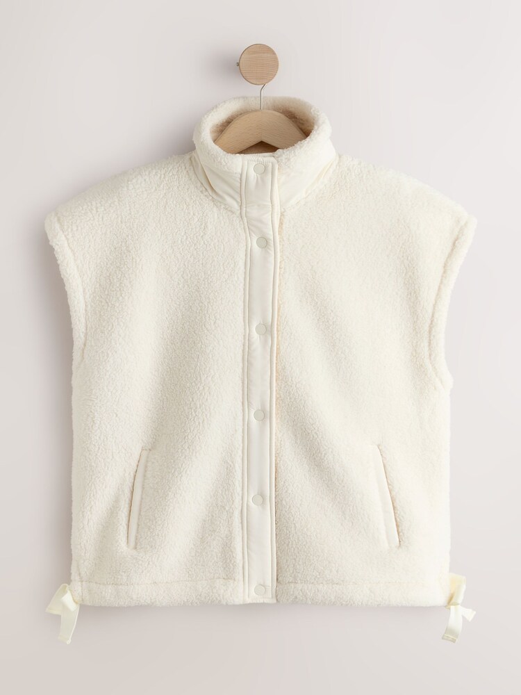 Ecru Creme - Embroidered Teddy Borg Gilet - Bild 1 von 4