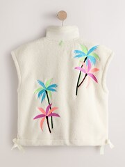 Ecru Creme - Embroidered Teddy Borg Gilet - Bild 2 von 4