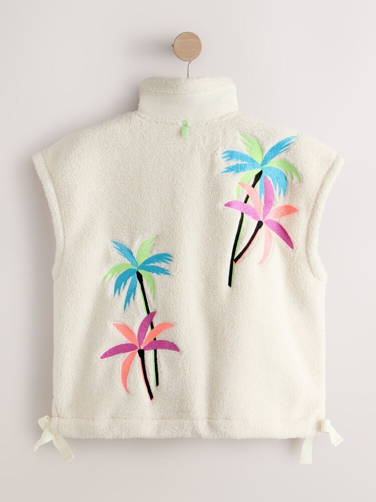 Ecru Creme - Embroidered Teddy Borg Gilet - Bild 2 von 4