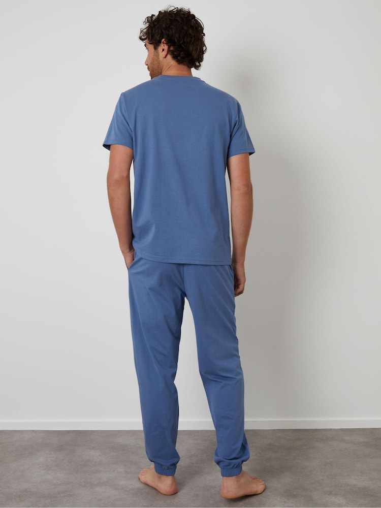 Threadbare Blue Peached Cotton Pyjamas Set - Image 2 of 4 Threadbare Blue Peached Cotton Pyjamas Set - Image 2 of 4