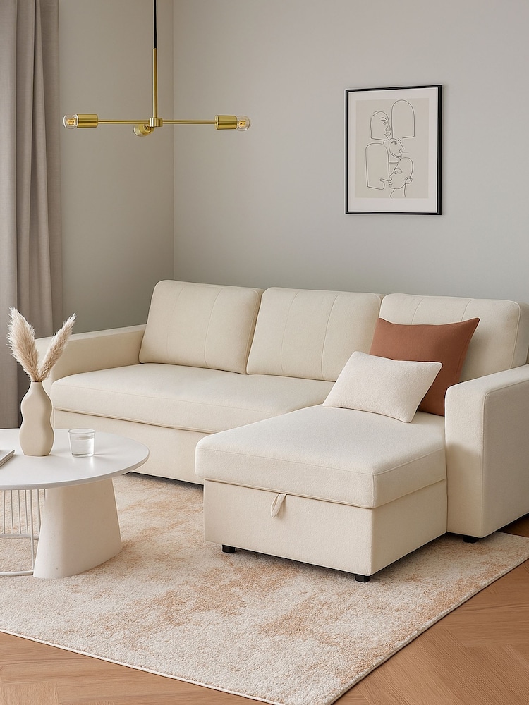 Aspire Furniture Natural Nexis Corner Storage Sofa Bed with Right Hand Chai Right - Image 1 of 5