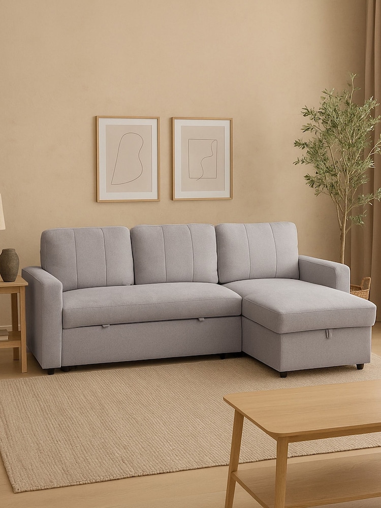Aspire Furniture Grey Nexis Corner Storage Sofa Bed with Right Hand Chai Right - Image 1 of 5