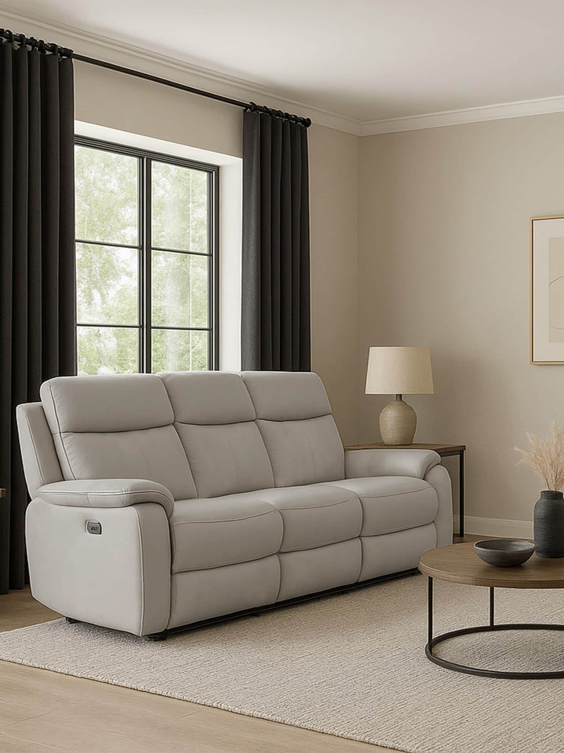 Aspire Kingsmere 3 Seater Power Recliner Sofa - Light Grey - 3 Seater - Image 3