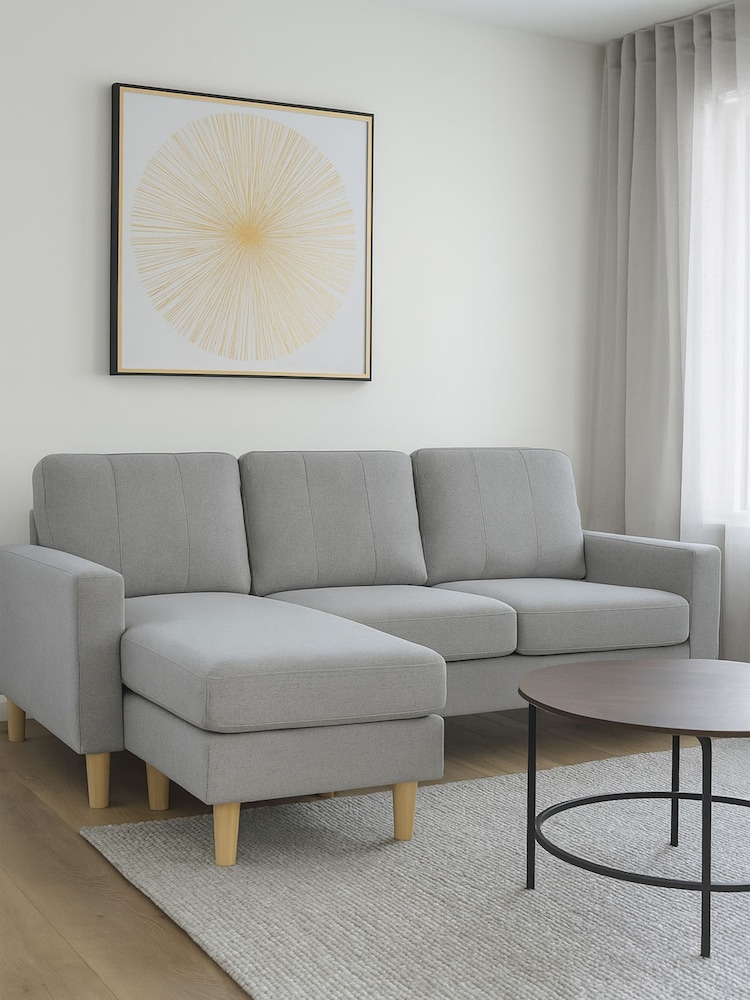 Aspire Furniture Grey Pad Compact Sofa with Reversible Chaise - Image 1 of 5