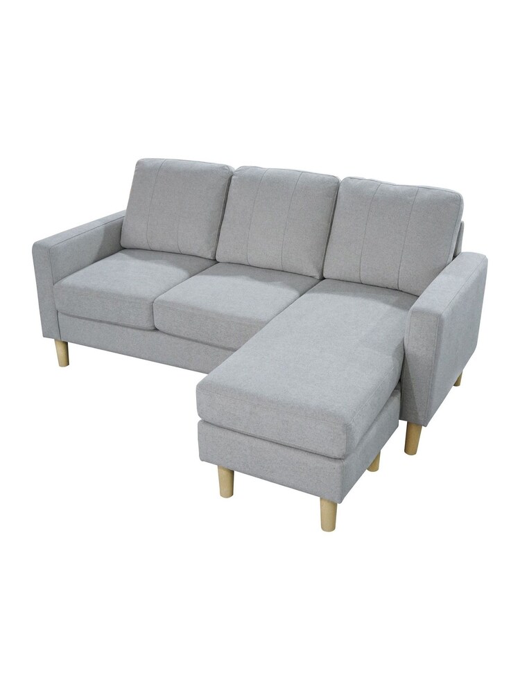 Aspire Furniture Grey Pad Compact Sofa with Reversible Chaise - Image 2 of 5