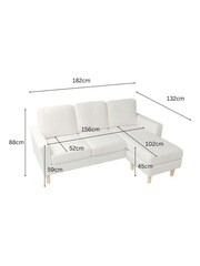 Aspire Furniture Grey Pad Compact Sofa with Reversible Chaise - Image 5 of 5