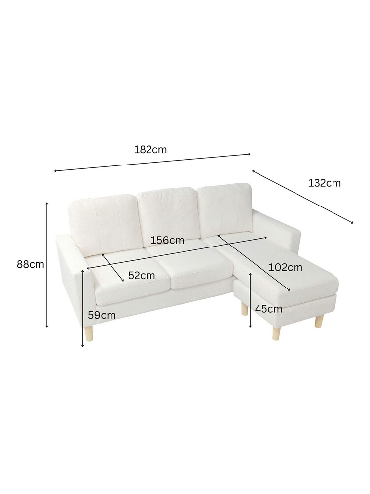 Aspire Furniture Grey Pad Compact Sofa with Reversible Chaise - Image 5 of 5