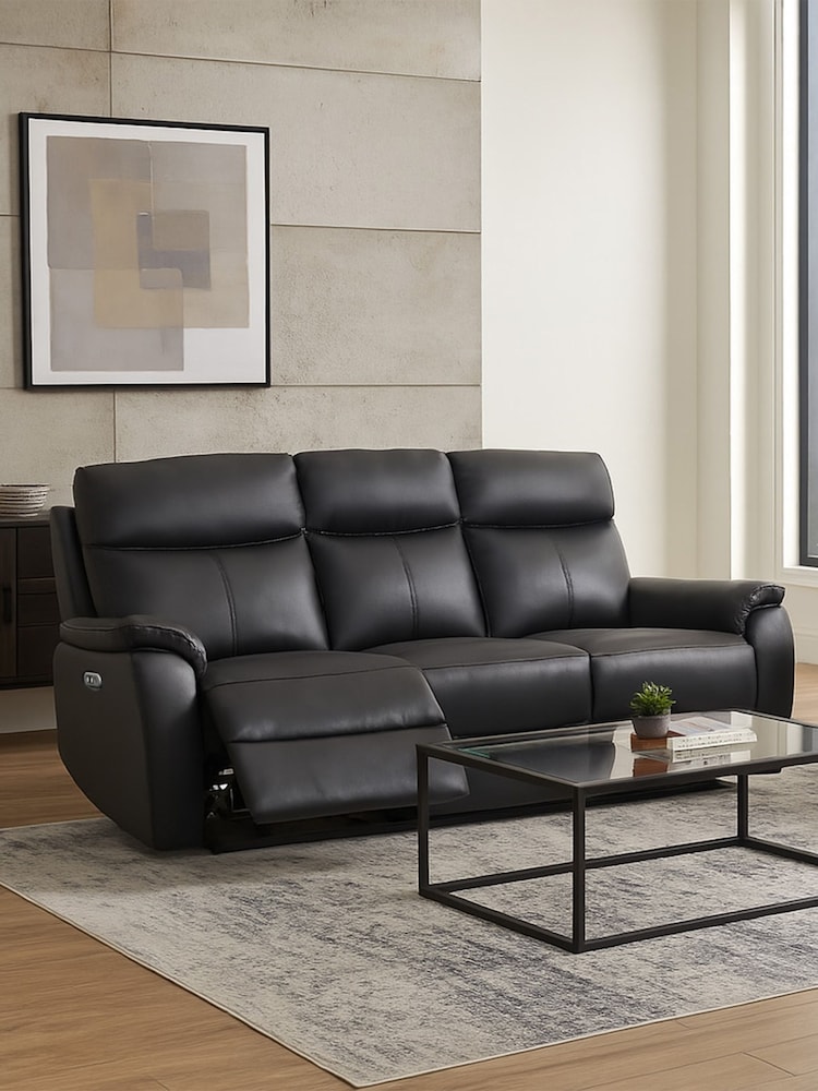 Aspire Furniture Black Kingsmere 3 Seater Power Recliner Sofa - Image 1 of 4