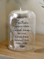 Personalised Memorial Feather Tealight Holder by PMC - Image 1 of 3